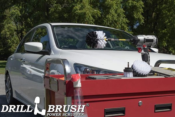 Drillbrush Car Washing & Detailing Power Brush Kit with Long-Reach Removable Extension. Includes Three Different Size Replaceable Soft White Scrubber Brushes. All Purpose Automotive Soft-White - Image 3