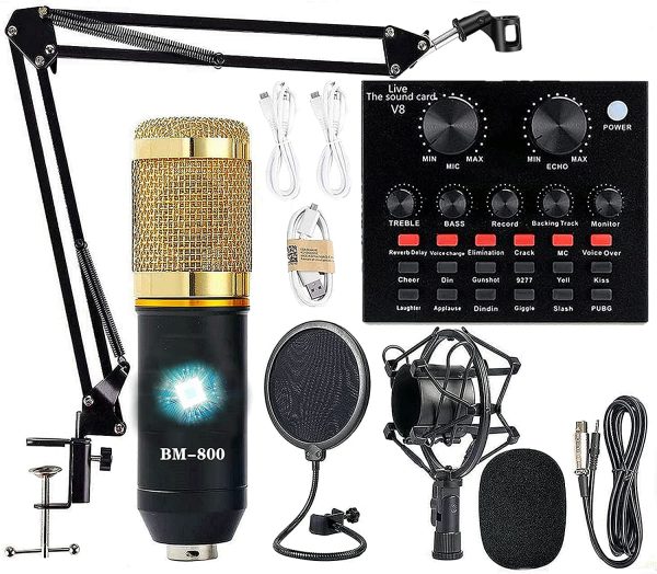 Podcast Equipment Bundle,  BM-800 Mic Kit with Live Sound Card, Adjustable Mic Suspension Scissor Arm, for Recording YouTube LiveMe Facebook Live Periscope Broadcasting - Image 3