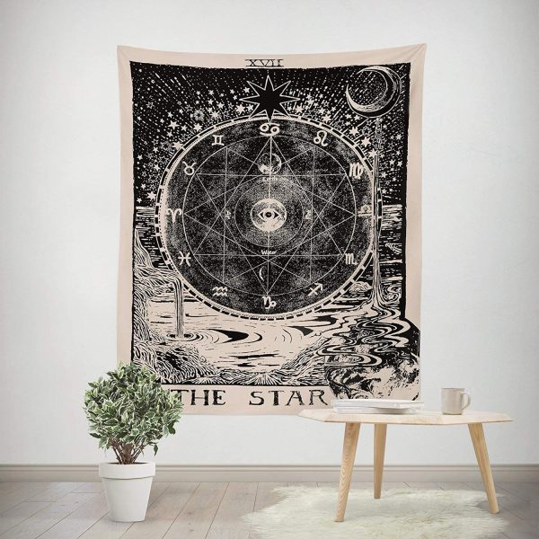 Kingmall Tarot Tapestry, The Moon The Star The Sun Tapestry Medieval Europe Divination Tapestry Wall Hanging Tapestries Mysterious Wall Tapestry for Home Decor (Pack of 3, 51"??59", Sun & Moon & Star) - Image 4