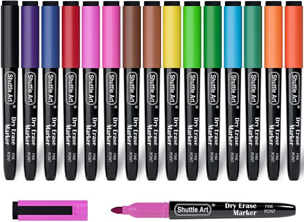 Dry Erase Markers,  15 Colors Magnetic Whiteboard Markers with Erase,Fine Point Dry Erase Markers Perfect For Writing on Whiteboards, Dry-Erase Boards,Mirrors for School Office Home - Image 7