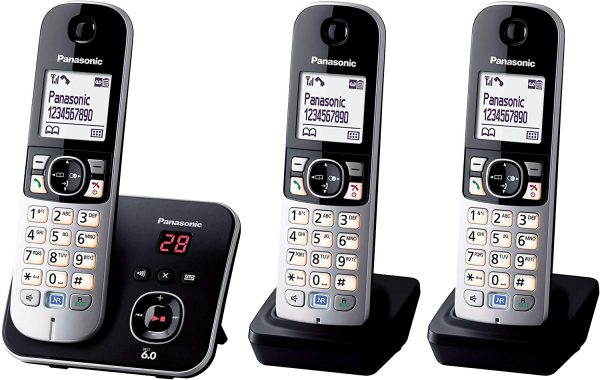 Panasonic DECT Digital Cordless Phone with Built-in Answering Machine and 3 Handsets (KX-TG6823ALB) - Image 5