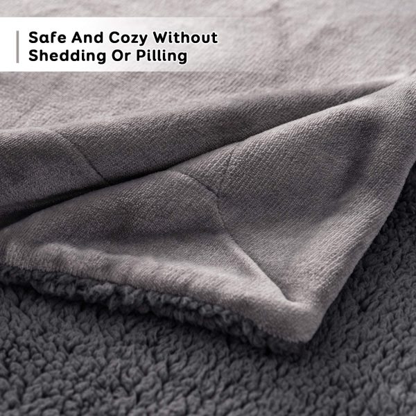 Sherpa Fleece Throw Blanket, Double-Sided Super Soft Reversible Bed and Couch Blanket, Warm and Lightweight Home Decoration Blanket, Grey for Single Size 130 x 150cm - Image 7