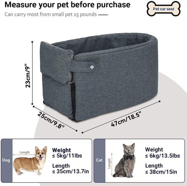 Cathpetic Dog Car Seat Pet Supplies - Travel Bags for Dogs Cats Portable Console Dog Car Seat Washable Dog Cat Booster Seat on Car Armrest Included Safety Tethers Perfect Car Seat for Dogs Cats - Image 6