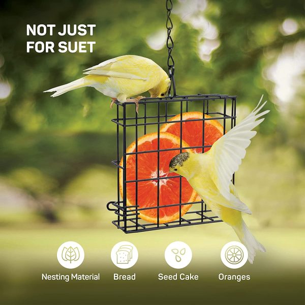 SEWANTA Suet Feeder for Wild Birds [Set of 2] One Suet Cake Capacity Each - Suet Bird Feeders for Outside Food, Bird Feeder Cage, Use with Suet Cakes, Seed Cakes, Bread, Fruits for Oriole Wild Birds - Image 3