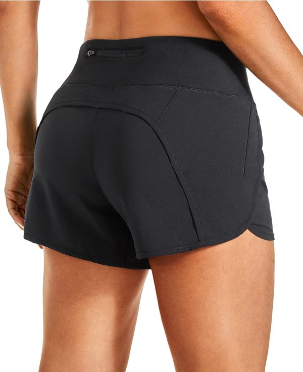 CRZ YOGA Women's Workout Sports Running Shorts Pants with Zip Pocket - 4 Inches - Image 2