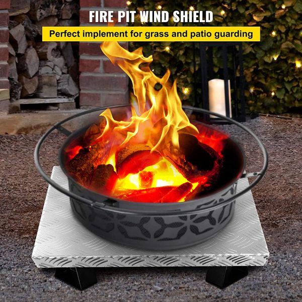 VEVOR Fire Pit Heat Shield, 26 x 26 Inch Deck Defender & Grass Guard, High Temp Carbon Steel Fire Pit Heat Deflector for Grass Lawn Guarding, Fire Pit Pad for Outdoors, Bonfires, Wood Burning, Square - Image 3