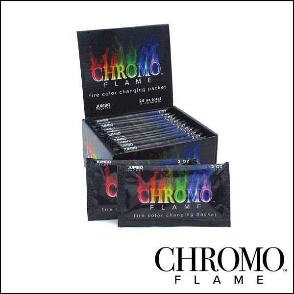 CHROMO Flame Fire Color Changing Packets for Fire Pit, Campfire, Bonfire, Fireplace | Magic, Colorful, Rainbow, Mystic Flames | 24 oz Total, 12-2 oz Jumbo Packets