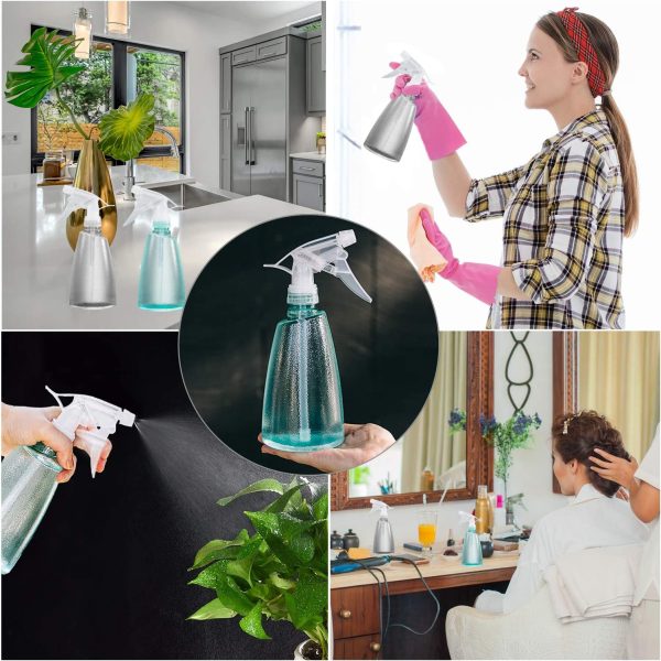 Vaupan Plastic Spray Bottles, 0.5L/16 oz Plant Mister Leak Proof Empty Mist Water Bottle for Cleaning Solution Hair Pet Flowers Plants Garden, Trigger Sprayer with Adjustable Nozzle (Green & Black) - Image 6