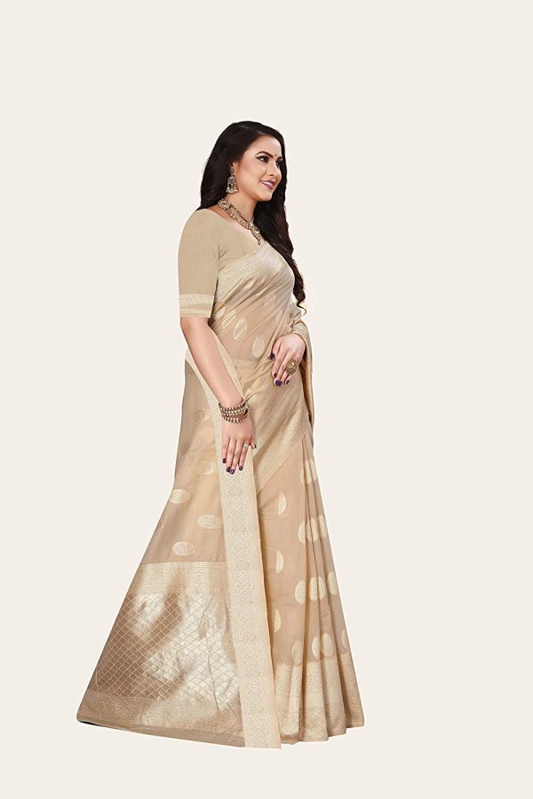 D??VINS Women's Designer Soft Banarasi Lichi Silk Saree with Beautiful Rich Pallu Work and Un-Stitched Blouse Piece - Image 6