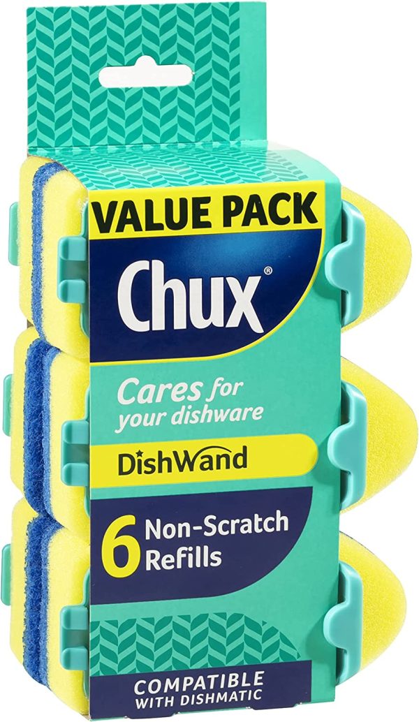 Chux Dishwand Sponge Scourer Refill, Non-Scratch, 6 Count - Image 6