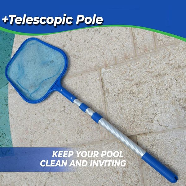 PALYINGMINDS Pool Skimmer Net with Pole (100 cm) | Hot Tub Spa Leaf Cleaner Net | Plastic Framed Fine Mesh Net | Easily Removes Leaves, Debris, Small Particles from Pools, Spas, Hot Tubs, Ponds - Image 3