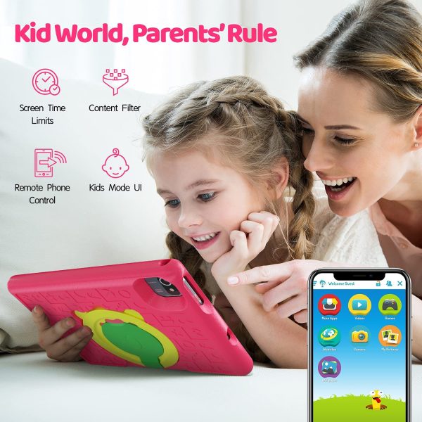 Kids Tablet 10 inch -Android 10.0 Tablet PC 10.1" Display, 6000mAh, Kidoz Pre Installed, Parental Control, Tablet for Kids, 32GB ROM, Quad Core Processor, Wi-Fi, Bluetooth, Kid-Proof Case, Pink - Image 3