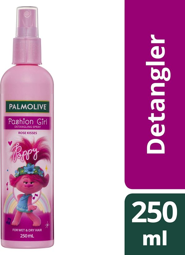 Palmolive Kids Fashion Girl Hair Detangling Spray, 250mL, For Wet & Dry Hair, Trolls Poppy, Rose Kisses - Image 3