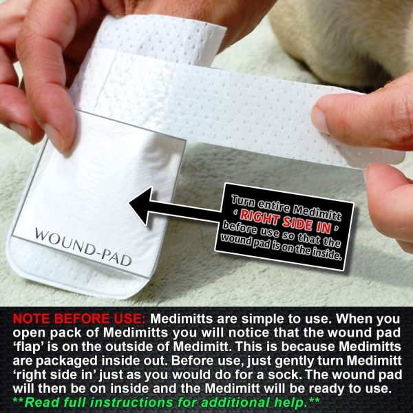 PawFlex Medimitt Paw Bandages for Dogs, Cats and Pets Medical Booties, First aid for Paws Non Slip, Non Adhesive, Breathable,Disposable, Washable, Adjustable Strap, Value Pack (2XS 12-Pack) - Image 7