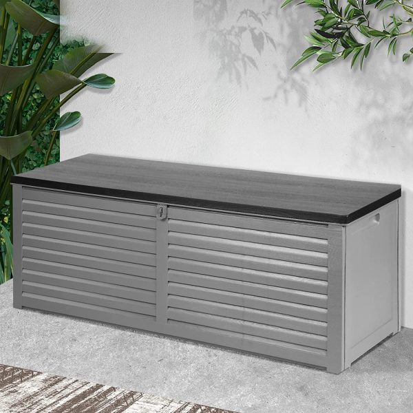 Outdoor Storage Box Bench Seat Lockable Garden Deck Toy Tool Sheds 390L - Image 6