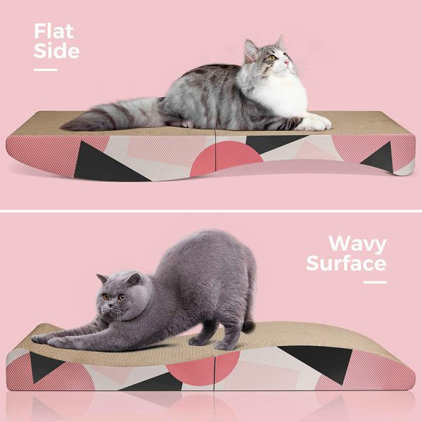 ComSaf Wave Curved Cat Scratching Pad, Foldable Cat Scratcher Cardboard, Corrugated Scratch Pad, Long Scratching Lounge Bed for Cat Kitten Kitty, Protecting Furniture, Reversible?? - Image 7