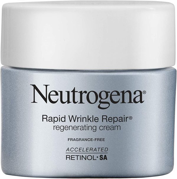 Neutrogena Rapid Wrinkle Repair Retinol Cream, Anti-Wrinkle Face & Neck Cream with Hyaluronic Acid & Retinol, Fragrance-Free Moisturizer, 1.7 oz