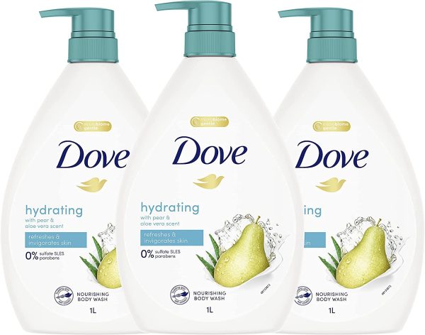 DOVE Body Wash Pear and Aloe Vera 1L (Pack of 3)