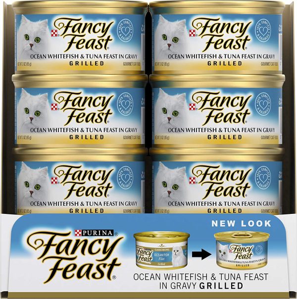 Fancy Feast Grilled Ocean Whitefish & Tuna in Gravy Wet Cat Food, Adult, 24X85g - Image 3