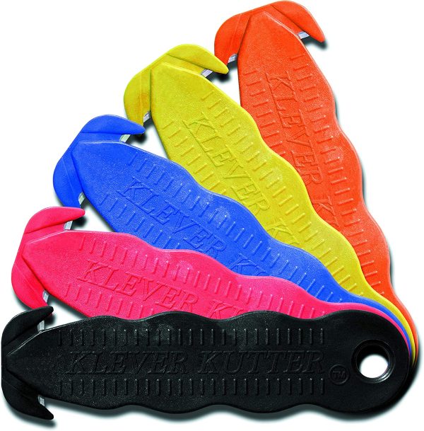 Cutter Stainless Steel Package Opener, Safety Utility Cutter Assorted Colors 5 pcs, KLEVER - 5/PACK MIX - Image 2