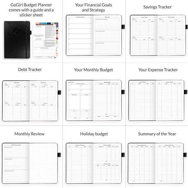 GoGirl Budget Planner - Monthly Financial Planner Organizer Budget Book. Expense Tracker Notebook Journal to Control Your Money. Undated - Start Any Time, 5.3" x 7.7", Lasts 1 Year Compact (5.3" x 7.7") - Smaller than A5 Black