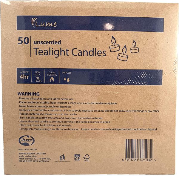 LUME  Tealight Candle 4 Hour Box50 White - Image 3