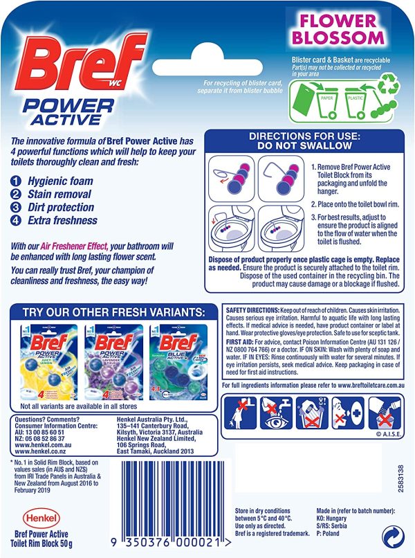 Bref Power Active Flower Blossom with Air Freshener Effect, Rim Block Toilet Cleaner, 50g - Image 4