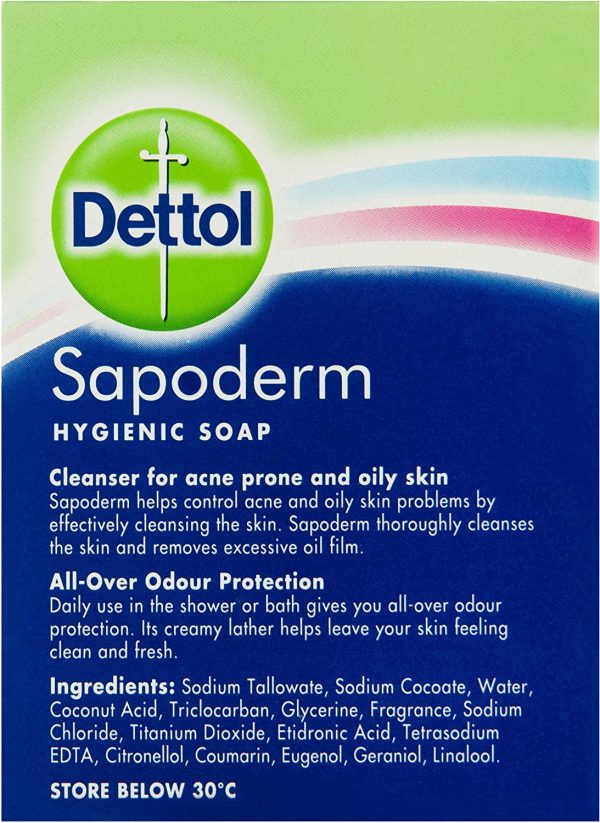 Dettol Sapoderm Hygienic Soap for Acne Prone and Oily Skin 3 Pack - Image 2