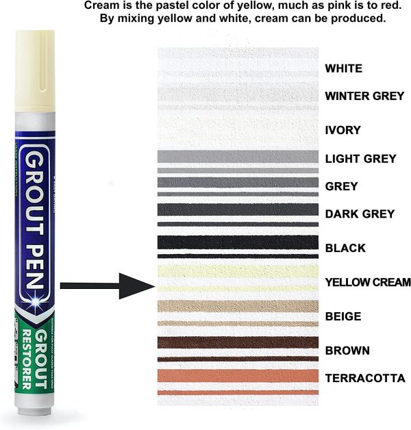 Grout Pen - Designed for Restoring Tile Grout in bathrooms & Kitchens (Cream) - Image 6