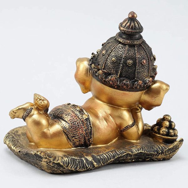 Tied Ribbons Ganesh Idol for Home D??cor Decorative Ganesha Statue Decoration Item (16 cm X 12.9 cm) - Hindu Elephant God Sculpture Figurines - Image 4