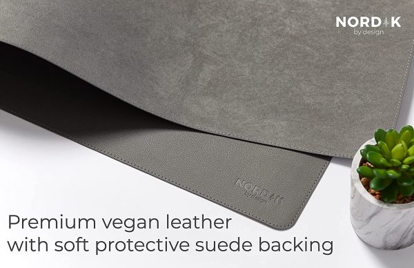 Nordik Leather Desk Mat Cable Organiser (Alaskan Grey 89 X 43 cm) Premium Extended Mouse Mat for Home Office Accessories - Felt Vegan Large Leather Desk Pad Protector & Desk Blotter Pads Decor - Image 6