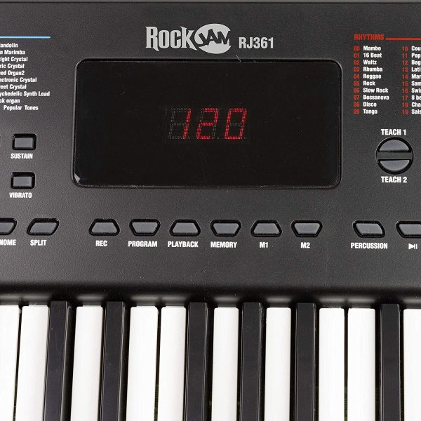 RockJam RJ361 61 Key Keyboard Piano with Sheet Music Stand Piano Note Sticker Power Supply and Simply Piano Application - Image 6