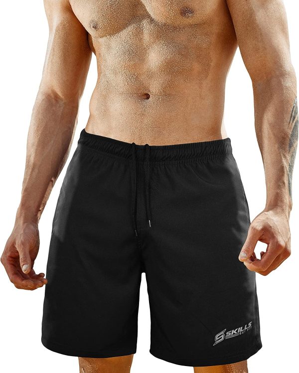 Skills Mens Sports Shorts for Workout - Premium Quality Gym Shorts for Training - Quick Dry Mens Running Shorts with Extra Zipper Pockets