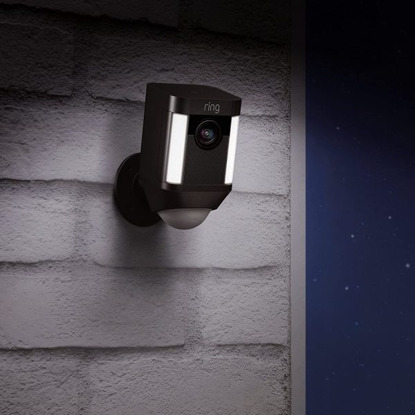 Ring Spotlight Cam Battery HD Security Camera with Built Two-Way Talk and a Siren Alarm, Black