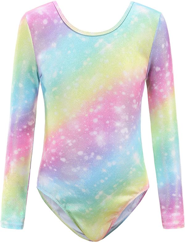 Sinoeem Gymnastics Leotards for Girls Sleeve/Sleeveless Rainbow Gradient Ballet Dancewea for 3-12 Years - Image 3