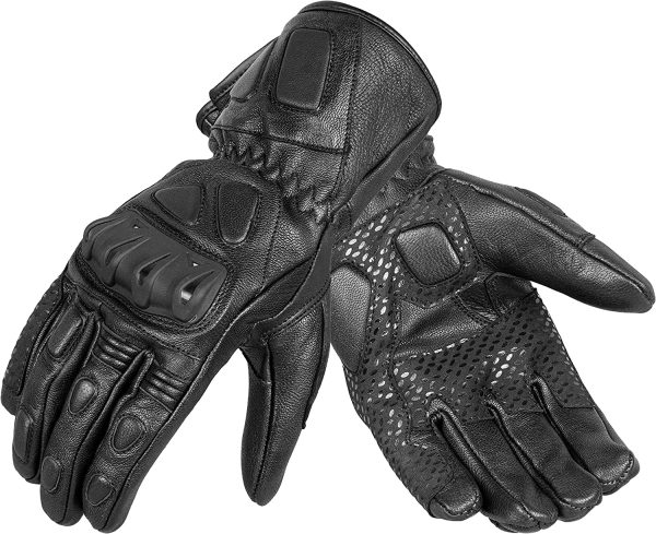 Buchii Summer Motorbike Gloves, Goat Leather TPU Hard Knuckle Protector Touchscreen Motorcycle Gloves Men with Strap Closure Double Layer Amara and Silicone on Palm for Extra Durability - Image 4