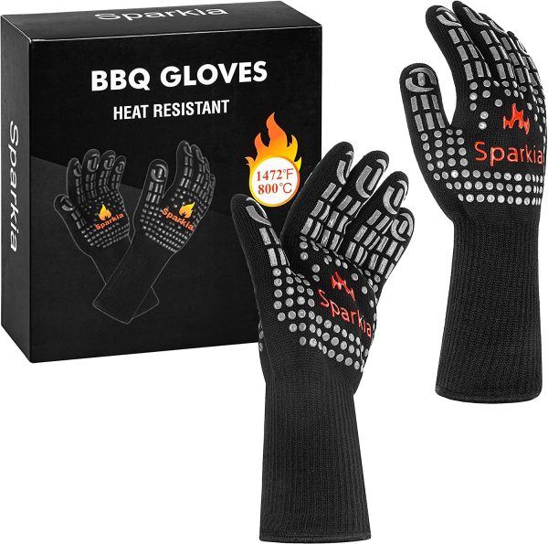 Sparkia Oven Gloves 1472?H 800?? Extreme Heat Resistant - Washable Grilling Gloves with Long Wrist Protect and Non-Slip Silicone,Multi-purpose Gloves for barbecue Cooking Grill Microwave BBQ Grill Welding Smoke - Image 4