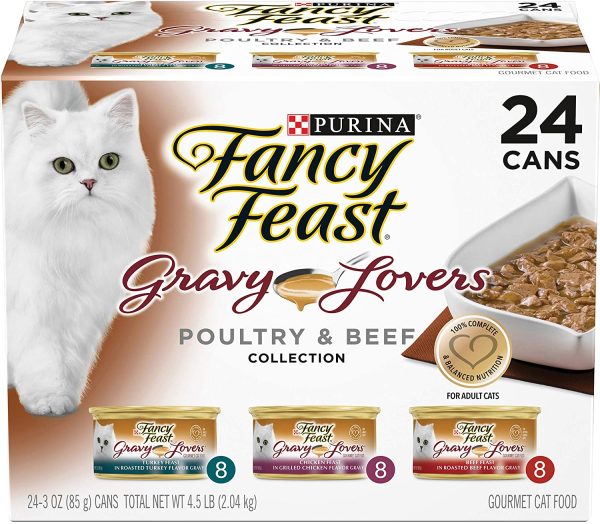 Fancy Feast Gravy Poultry and Beef Wet Cat Food Variety Pack, 24 Can, 24X85g - Image 3