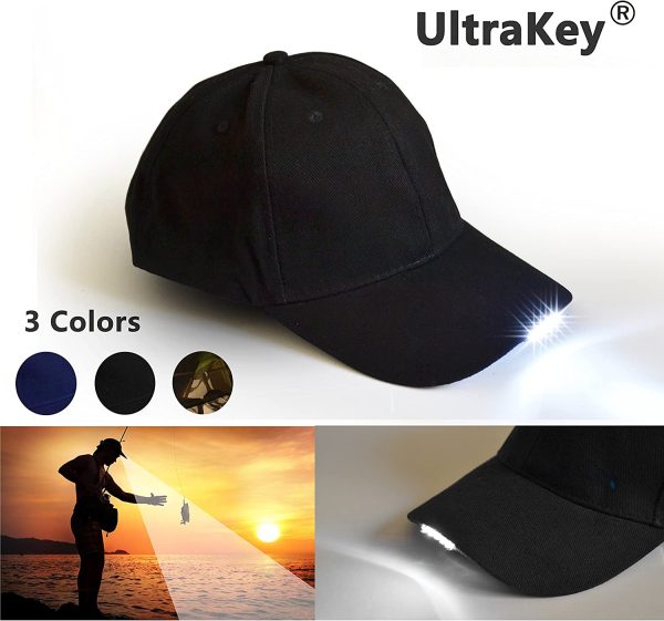 UltraKey Hands Free LED Baseball Cap, Light Glow Bright Women Men Sport Hat Dark for Outdoor Jogging Breathable Snapback Hats Hip Hop Party Holiday Black - Image 3