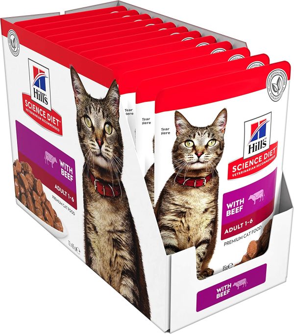 Hill's Science Diet Adult Wet Cat Food, Beef, 85g, 12 Pack, Cat Food Pouches - Image 5