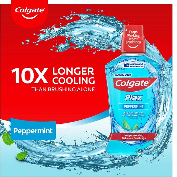 Colgate Plax Antibacterial Mouthwash 500mL, Peppermint, Alcohol Free, Bad Breath Control - Image 4