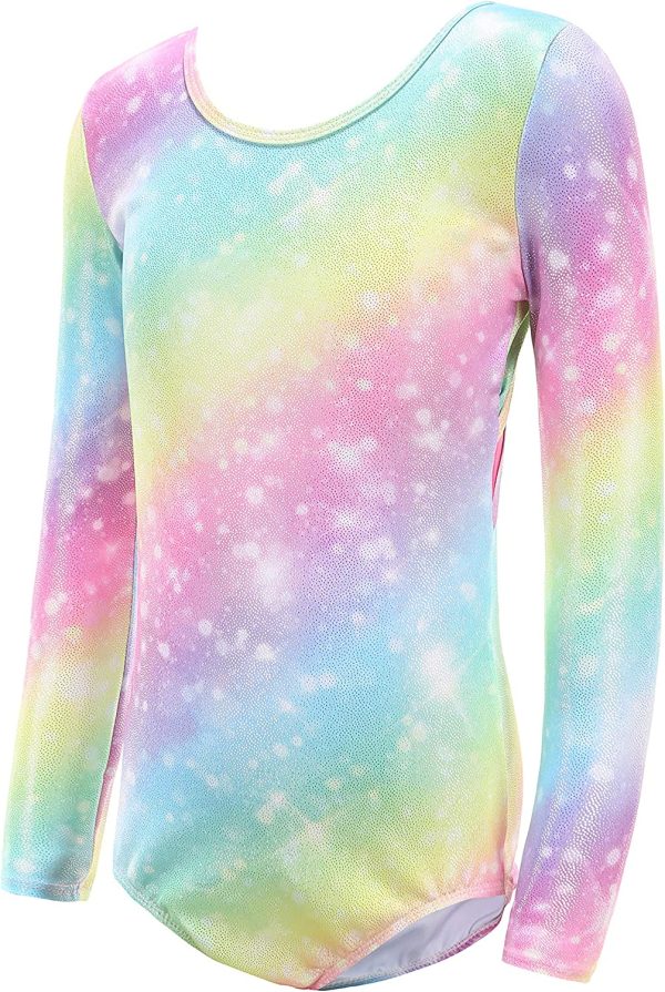 Sinoeem Gymnastics Leotards for Girls Sleeve/Sleeveless Rainbow Gradient Ballet Dancewea for 3-12 Years - Image 7