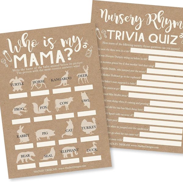 Rustic Baby Shower Games Gender Neutral - 2 Games Double Sided, 25 Baby Animal Matching Baby Shower, 25 Nursery Rhyme Baby Shower Game, Gender Reveal Games For Guests, Baby Shower Party Supplies - Image 4