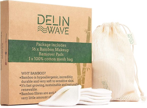 Delin Wave 3 Layers Reusable Makeup Remover Pads Pack of 16 with Mesh Washing Bag - Cotton Rounds for Makeup Removal for All Skin Types - Image 4