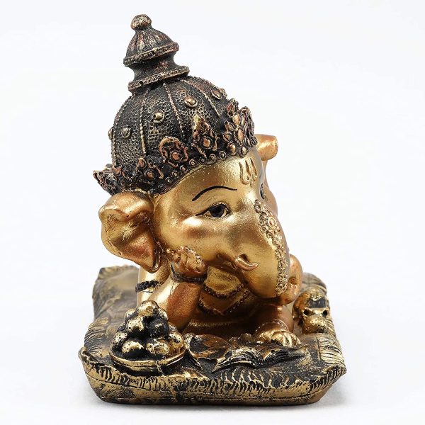 Tied Ribbons Ganesh Idol for Home D??cor Decorative Ganesha Statue Decoration Item (16 cm X 12.9 cm) - Hindu Elephant God Sculpture Figurines - Image 2