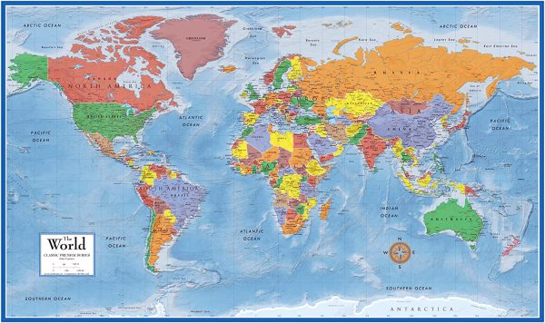 Swiftmaps SM WOR PREM EL SM LAM World Premier Wall Map Poster Mural 24h x 36w Laminated - Image 3