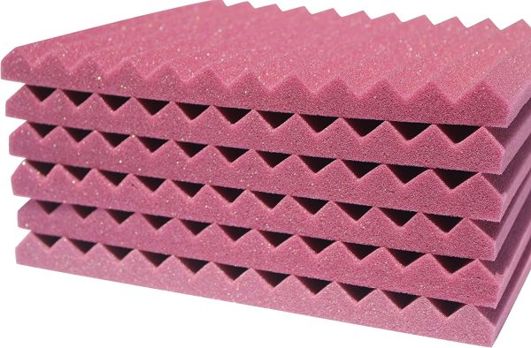 Soundproofing Acoustic Studio Foam - Plum Color - Wedge Style Panels 12"x12"x1" Tiles - 6 Pack - Image 2