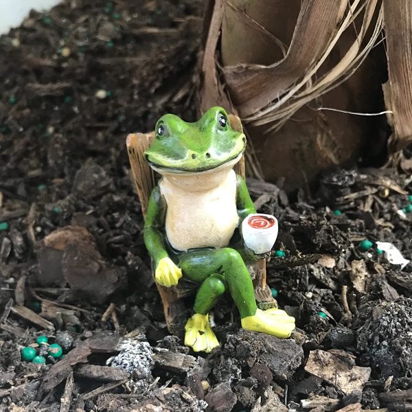 Miniature Frog Garden Statue - 2 Tall - Mini Outdoor Accessory Figurine for Fairy Garden