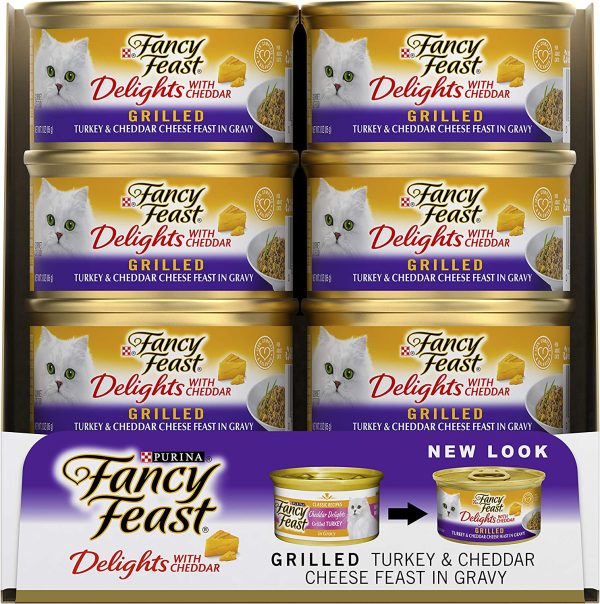 Fancy Feast Delights with Cheddar Turkey Wet Cat Food, Adult, 24x85g - Image 3