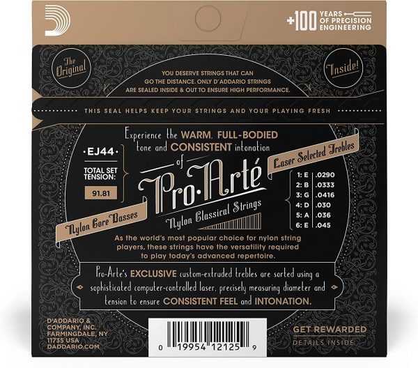 D'Addario EJ44 Pro-Arte Nylon Classical Guitar Strings, Extra Hard Tension